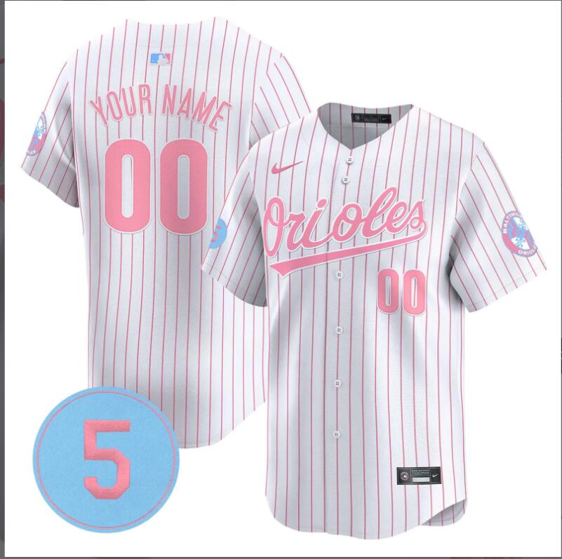 Men Baltimore Orioles Custom white with red strpis 2024 Nike MLB jersey